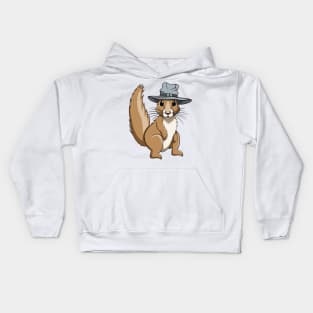 Happy Little Squirrel with Hat Kids Hoodie